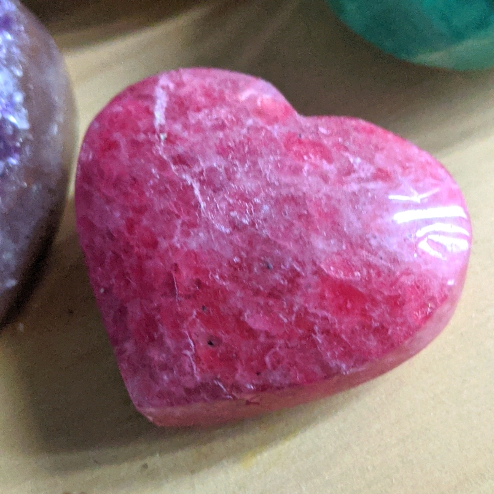 Pink Gem stone heart - gemmy rhodonite